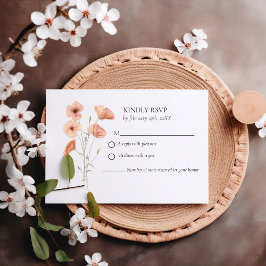 Elegante Poppy Meadow Sinaasappel Flowers Wedding RSVP Kaartje