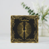 Elegante Populaire Gouden Vleugels Uitnodiging (Staand voorkant)