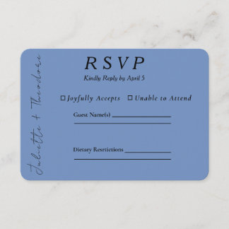 Elegante Porselein Blauwe Huwelijks-RSVP-Kaart RSVP Kaartje