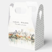 Elegante Portland Oregon Skyline Waterverf bruilof Bedankdoosjes (Geopend)