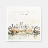 Elegante Portland Oregon Skyline Waterverf bruilof Servet (Voorkant)