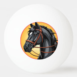 Elegante portret van een zwart paard pingpongbal
