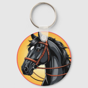 Elegante portret van een zwart paard sleutelhanger