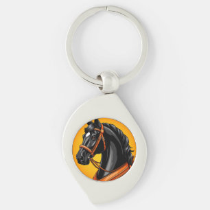 Elegante portret van een zwart paard sleutelhanger