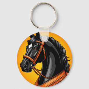 Elegante portret van een zwart paard sleutelhanger