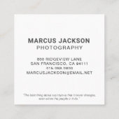 Elegante portretfotograaf vierkante visitekaartje (Achterkant)