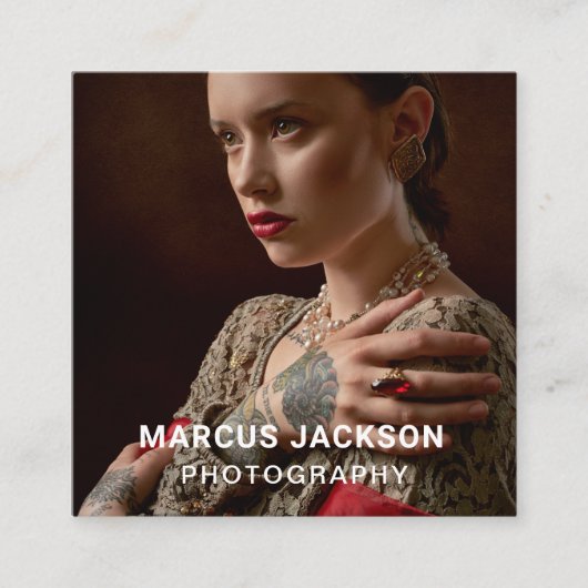 Elegante portretfotograaf vierkante visitekaartje (Voorkant)
