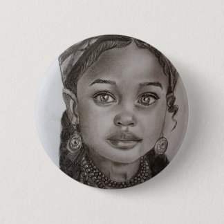 Elegante portretillustratie van een meisje in hout ronde button 5,7 cm