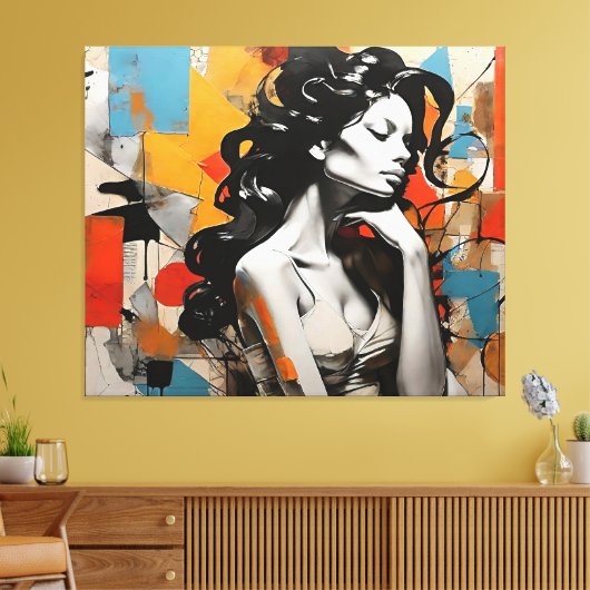 Elegante Pose Abstract Vrouw Portretschilderij Canvas Afdruk (Insitu (Woonkamer))