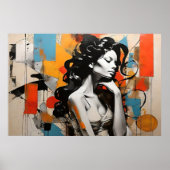 Elegante Pose Abstract Vrouw Portretschilderij Poster (Voorkant)