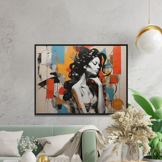 Elegante Pose Abstract Vrouw Portretschilderij Poster