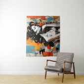 Elegante Pose Abstract Vrouw Portretschilderij Wandkleed (In situ)