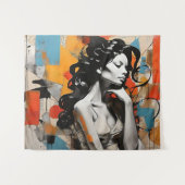 Elegante Pose Abstract Vrouw Portretschilderij Wandkleed (Voorkant (horizontaal))
