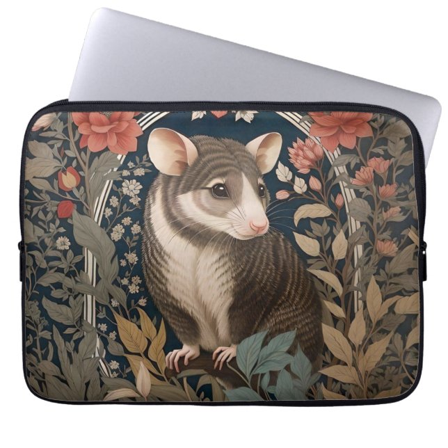 Elegante Possum William Morris Geïnspireerd Dier Laptop Sleeve (Voorkant)