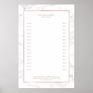 Elegante Poster met witte marmeren rozegouden prij