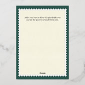 Elegante postzegel vierkante foto groen goud folie feestdagenkaart (Achterkant)