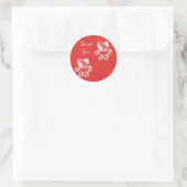 Elegante poten op rode bedankt ronde sticker (Tas)