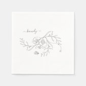 Elegante potloodblad bloemige aangepaste cocktail servet (Voorkant)