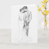 Elegante Potloodschets Trouwuitnodiging Kaart (Gele Bloem)