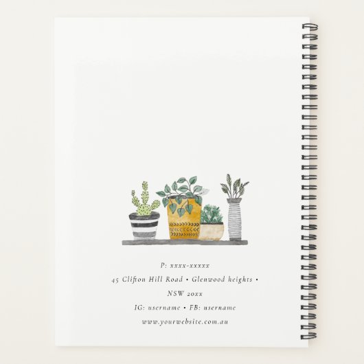 Elegante Potted House Planten Waterverf Botanical Planner (Achterkant)