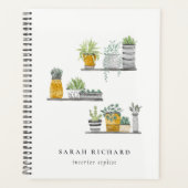 Elegante Potted House Planten Waterverf Botanical Planner (Voorkant)