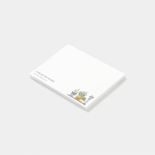 Elegante Potted House Planten Waterverf Botanical Post-it® Notes (Schuin)