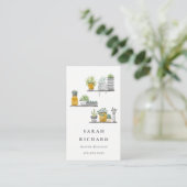 Elegante Potted House Planten Waterverf Botanical Visitekaartje (Staand voorkant)