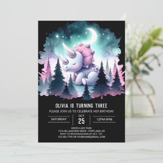 Elegante Prehistorische Triceratops Verjaardag Kaart (Staand voorkant)