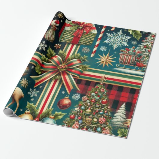 Elegante premium kerstcadeau wraps cadeaupapier (Uitgerold)