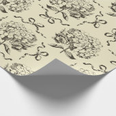 Elegante Preppy Beige Toile Hydrangea Bow Pattern Cadeaupapier (Hoek)