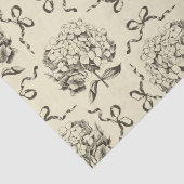 Elegante Preppy Beige Toile Hydrangea Bow Pattern Tissuepapier (Detail)