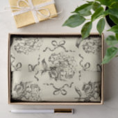 Elegante Preppy Beige Toile Hydrangea Bow Pattern Tissuepapier (Geschenk)