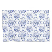 Elegante Preppy Blue Hydrangea Bow Toile Pattern Kussensloop (Voorkant)