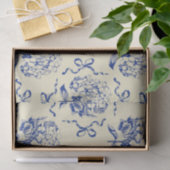Elegante Preppy Blue Toile Hydrangea Bow Pattern Tissuepapier (Geschenk)