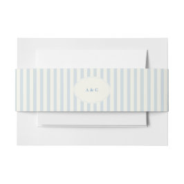 Elegante Preppy Franse Blauwe Strepen Monogram Uitnodigingen Wikkel