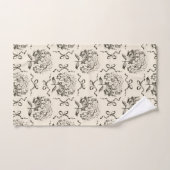 Elegante Preppy Hydrangea Bow Beige Toile Patroon Bad Handdoek (Handdoek)