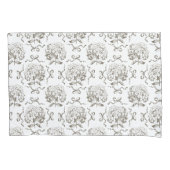 Elegante Preppy Hydrangea Bow Beige Toile Patroon Kussensloop (Voorkant)