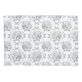 Elegante Preppy Hydrangea Bow Grey Toile Patroon Kussensloop (Voorkant)