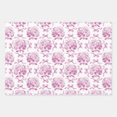 Elegante Preppy Hydrangea Bow Roze Toile Patroon Inpakpapier Vel (Voorkant 3)