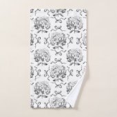 Elegante Preppy Hydrangea Bow Toile Pattern Bad Handdoek (Handdoek)