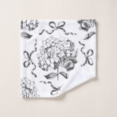 Elegante Preppy Hydrangea Bow Toile Pattern Bad Handdoek (Wasdoekje)