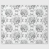 Elegante Preppy Hydrangea Bow Toile Pattern Cadeaupapier (Vlak)