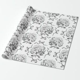 Elegante Preppy Hydrangea Bow Toile Pattern Cadeaupapier