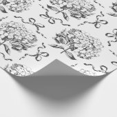Elegante Preppy Hydrangea Bow Toile Pattern Cadeaupapier (Hoek)