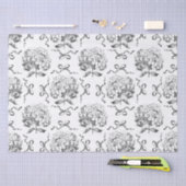 Elegante Preppy Hydrangea Bow Toile Pattern Tissuepapier (Craft)