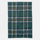 Elegante Preppy Plaid Monogram Kerstmis Theedoek (Verticaal)