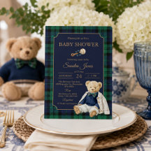 Elegante Preppy Polo Teddybeer Baby Shower