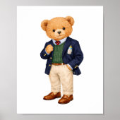 Elegante Preppy Polo Teddydbeer Poster (Voorkant)