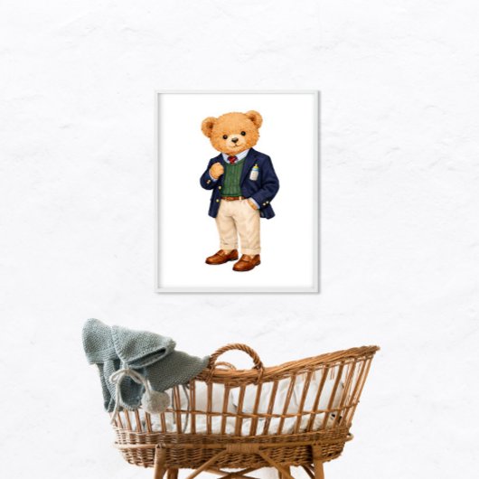 Elegante Preppy Polo Teddydbeer Poster