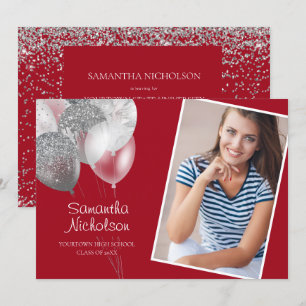 Elegante pret red silver glitter college koffer kaart